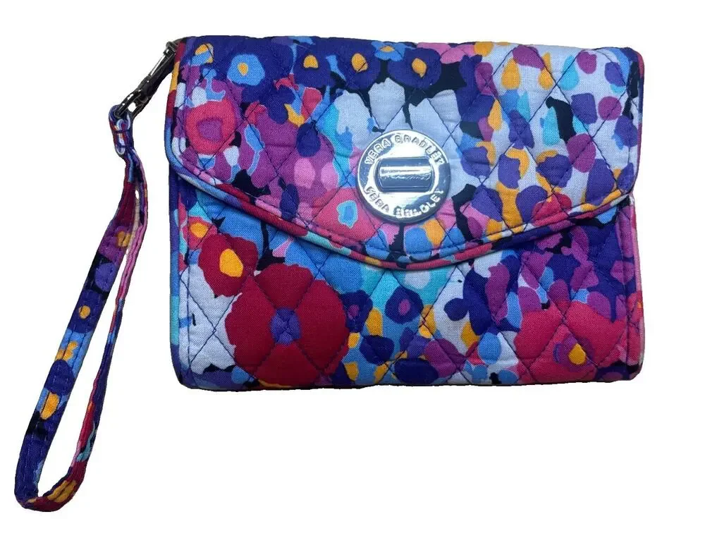 Vera Bradley Impressionista Turn Key Wallet Wristlet RFID Quilted Floral Women